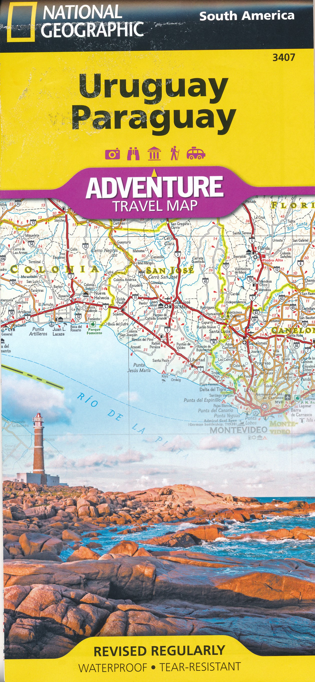 Online bestellen: Wegenkaart - landkaart 3407 Adventure Map Uruguay - Paraguay | National Geographic