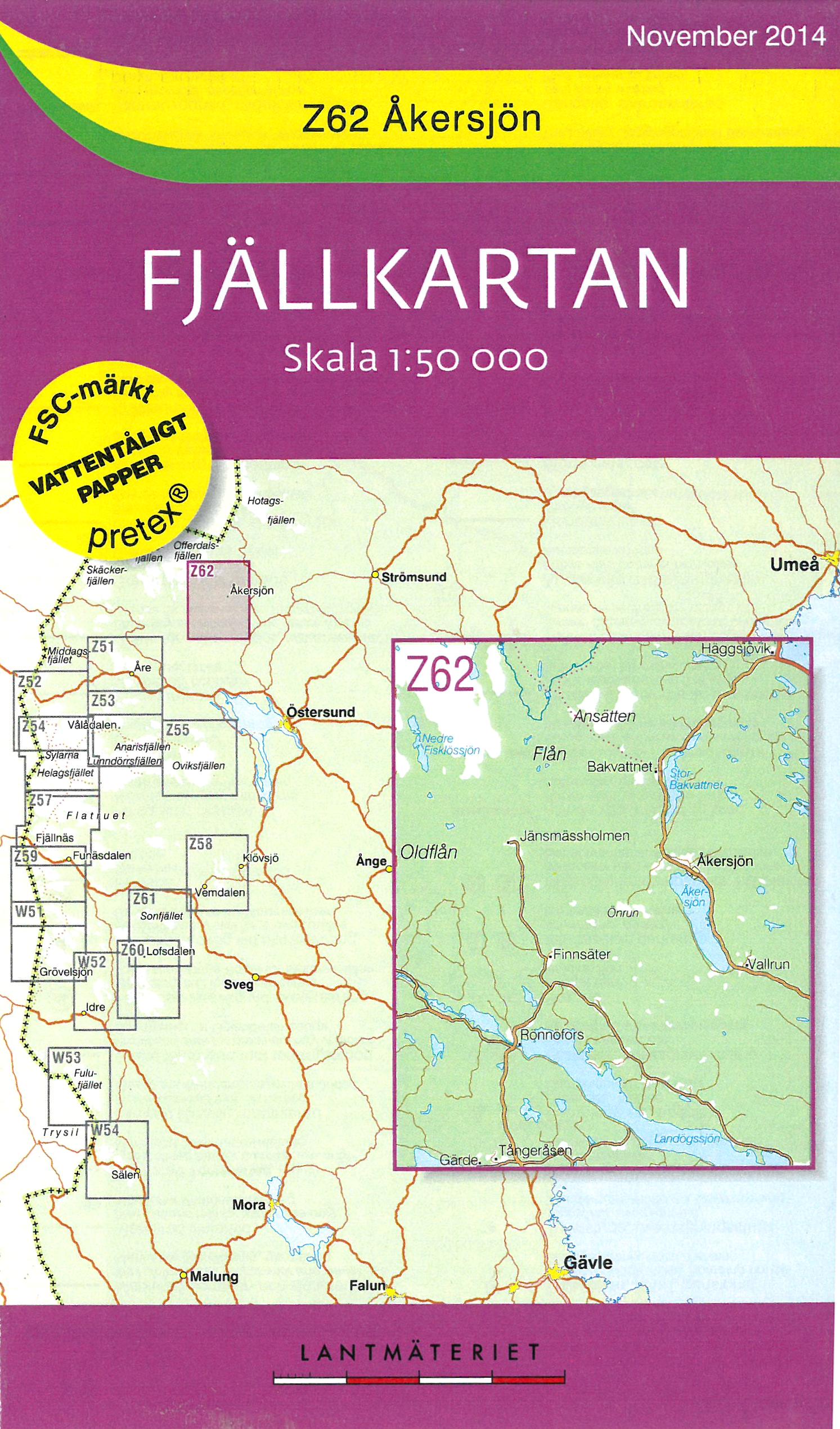 Wandelkaart Z62 Fjällkartan Akersjon – Akersjön | Lantmäteriet