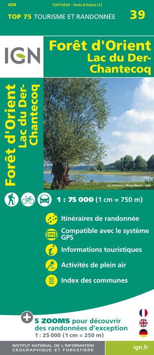 Wandelkaart - Fietskaart 75039 Forêt d'Orient, Lac du Der-Chantecoq |