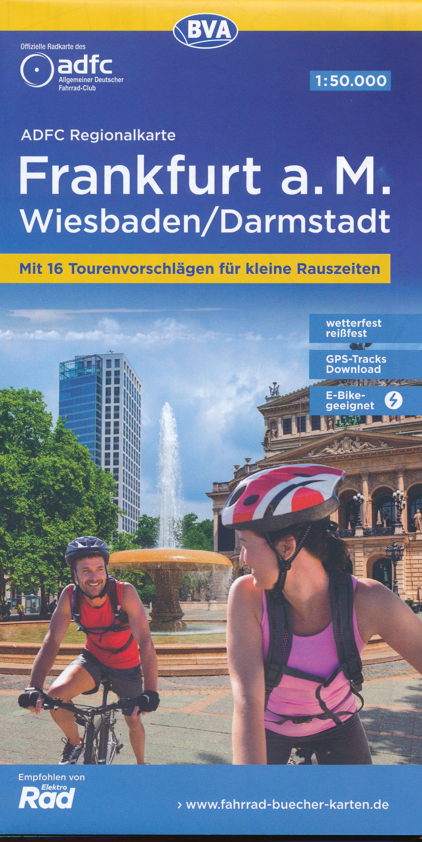 Online bestellen: Fietskaart ADFC Regionalkarte Frankfurt am Main, Wiesbaden, Darmstadt | BVA BikeMedia