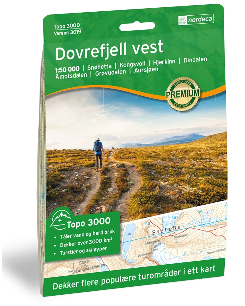 Online bestellen: Wandelkaart 3019 Topo 3000 Dovrefjell Vest | Nordeca