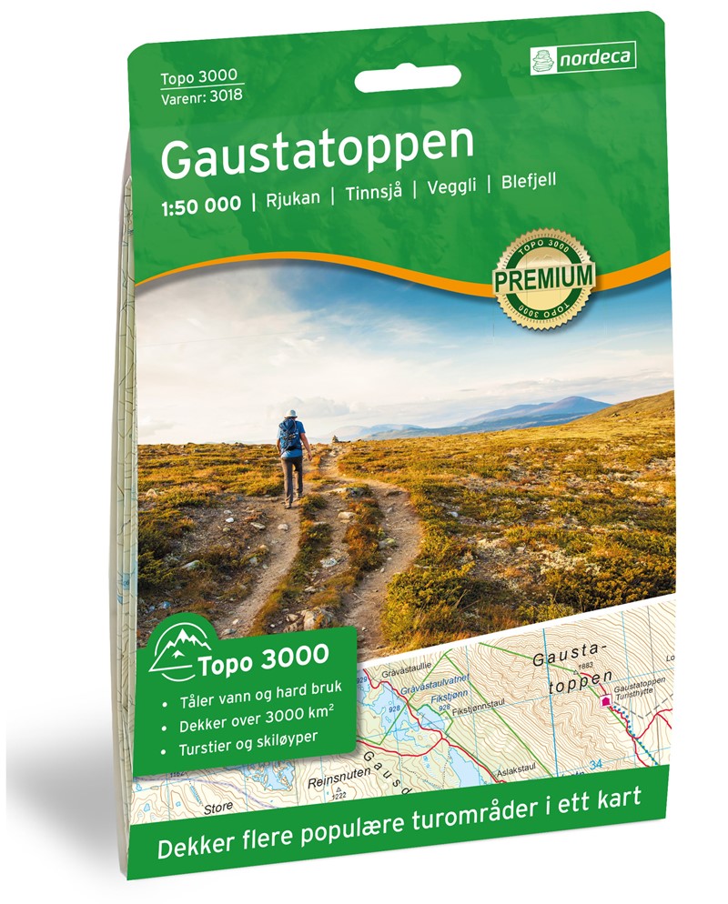 Online bestellen: Wandelkaart 3018 Topo 3000 Gaustatoppen | Nordeca
