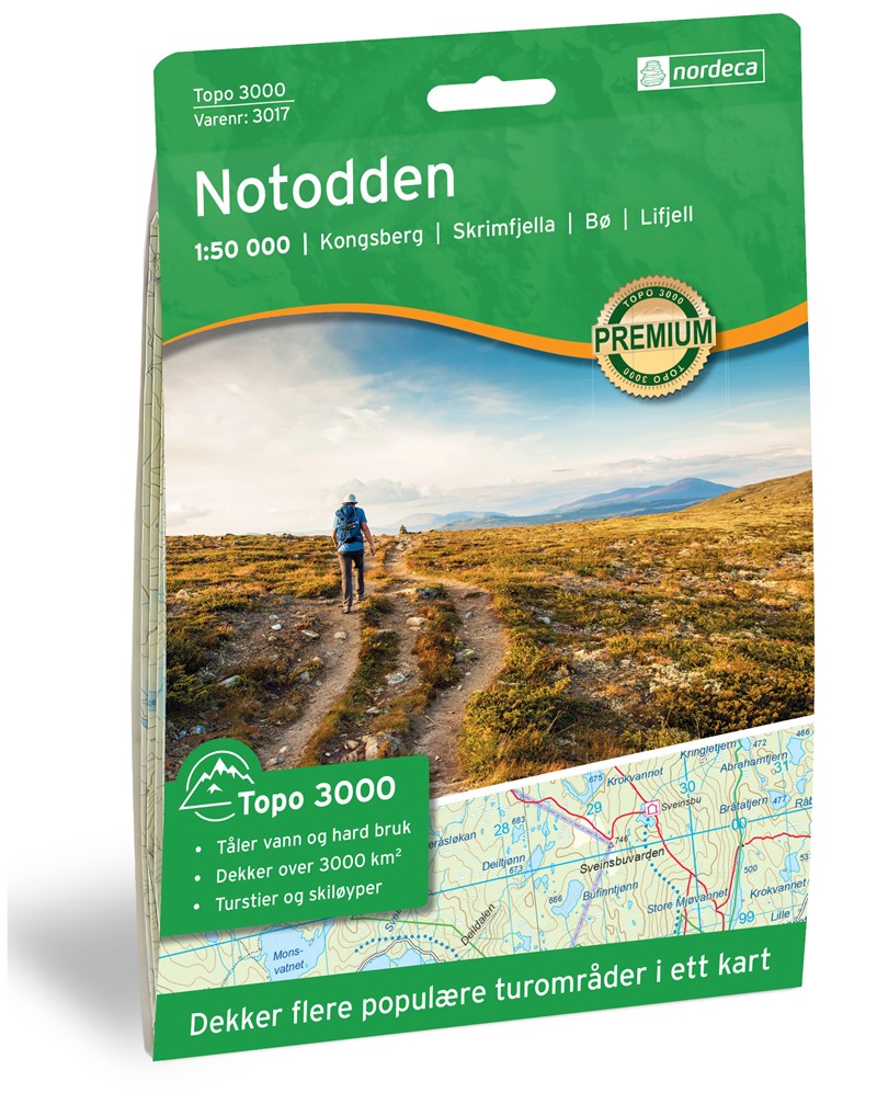 Online bestellen: Wandelkaart 3017 Topo 3000 Notodden | Nordeca