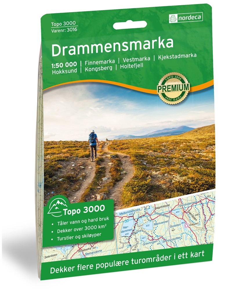 Online bestellen: Wandelkaart 3016 Topo 3000 Drammensmarka | Nordeca