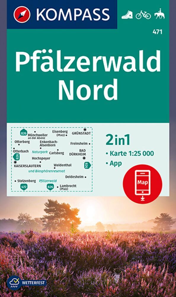 Online bestellen: Wandelkaart 471 Pfälzerwald Nord | Kompass