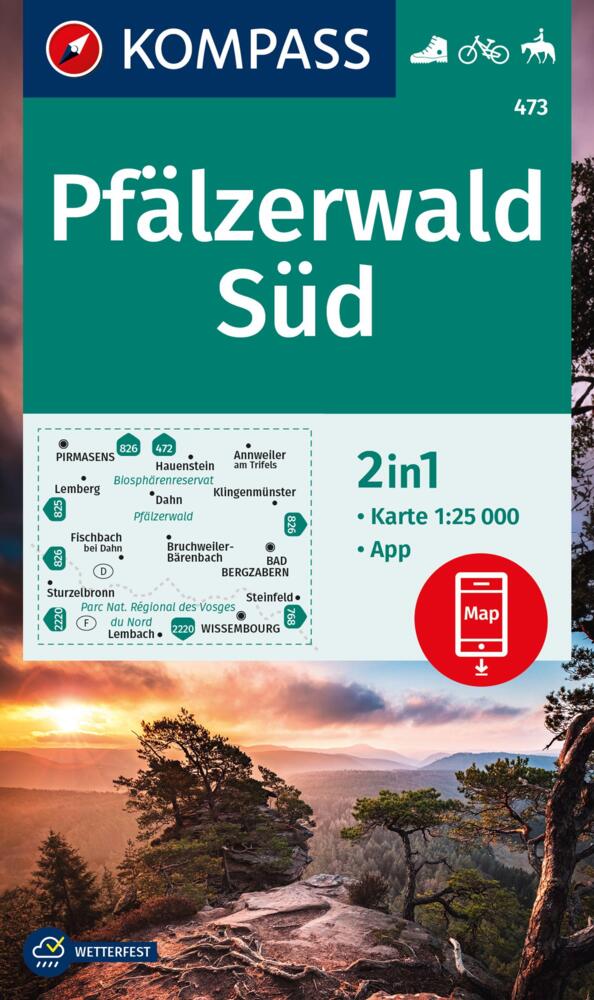Online bestellen: Wandelkaart 473 Pfälzerwald Süd | Kompass
