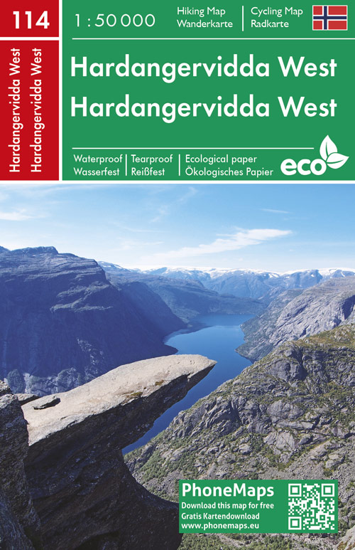Online bestellen: Wandelkaart - Fietskaart 114 Hardangervidda West | Freytag & Berndt