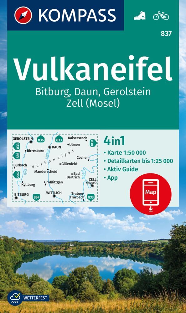 Online bestellen: Wandelkaart 837 Vulkaneifel | Kompass