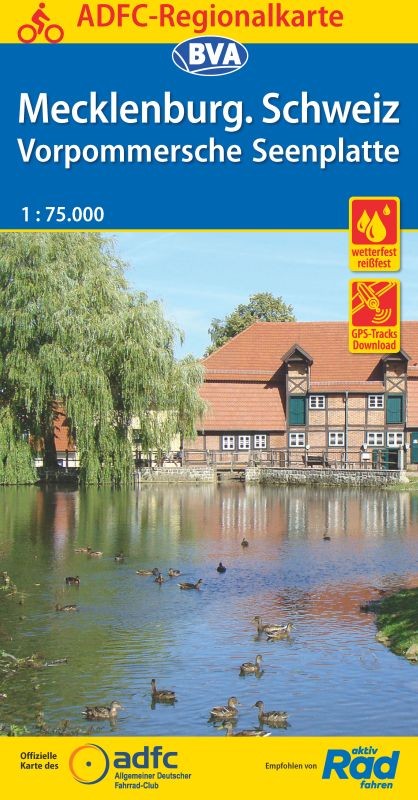 Online bestellen: Fietskaart ADFC Regionalkarte Mecklenburgische Schweiz / Vorpommersche Seenplatte | BVA BikeMedia