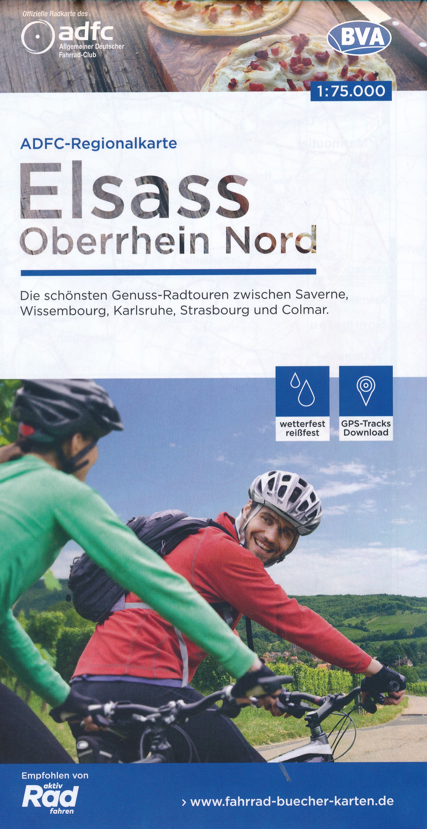 Online bestellen: Fietskaart ADFC Regionalkarte Elsass - Oberrhein Nord - Elzas en Vogezen | BVA BikeMedia