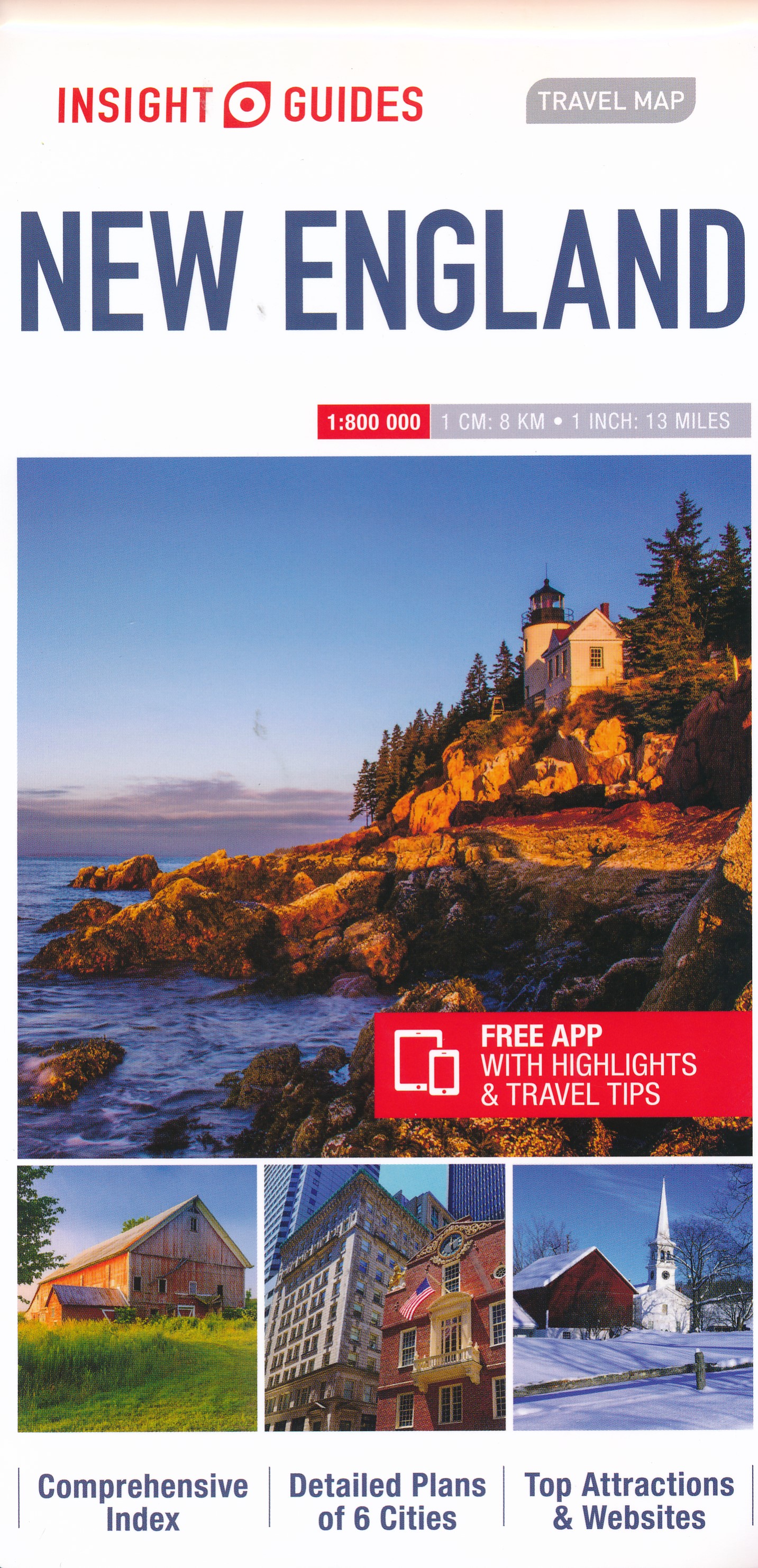 Online bestellen: Wegenkaart - landkaart Travel Map New England | Insight Guides