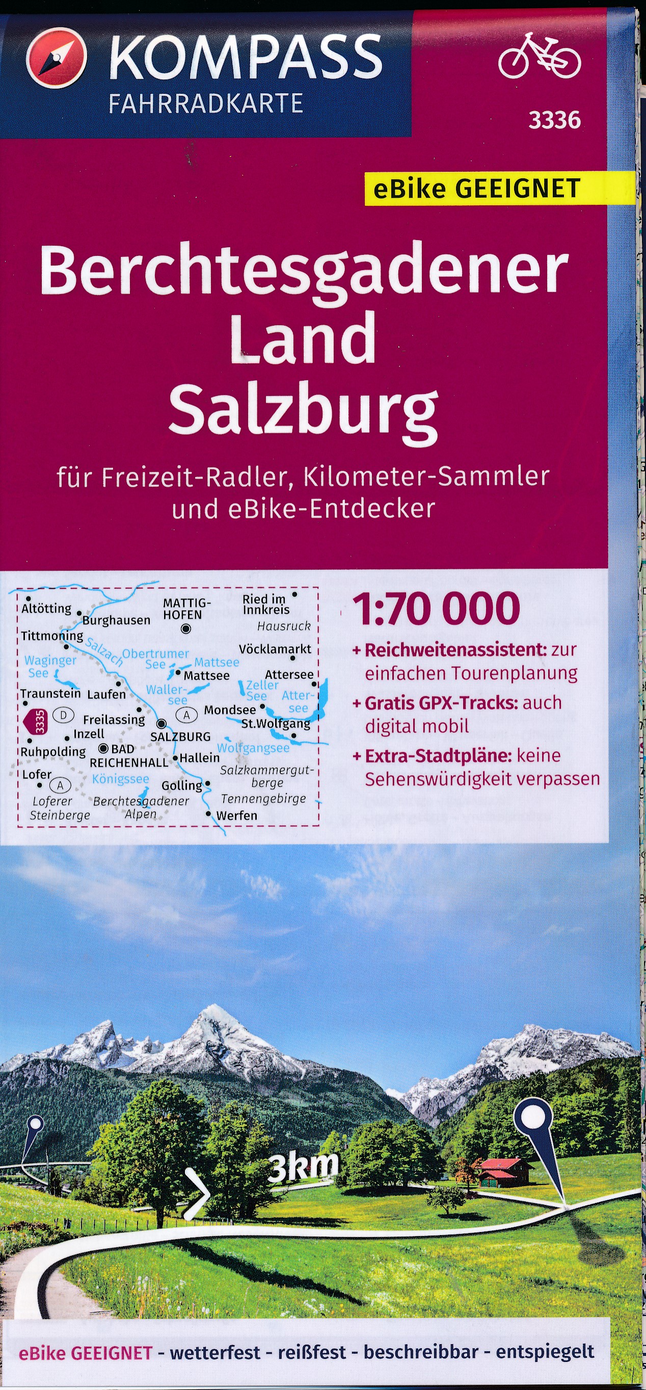 Online bestellen: Fietskaart 3336 Berchtesgadener Land - Salzburg | Kompass