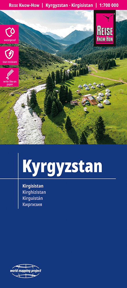 Wegenkaart - landkaart Kyrgyzstan -…