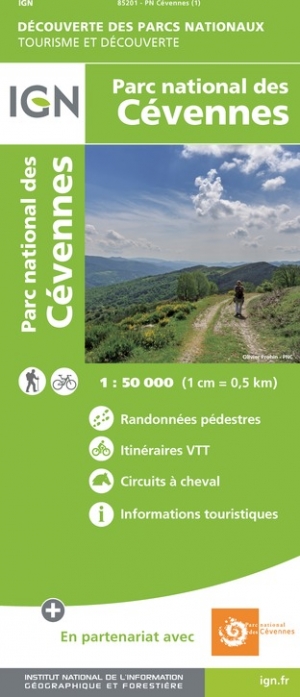 Online bestellen: Wandelkaart - Fietskaart Parc National de Cevennes | IGN - Institut Géographique National