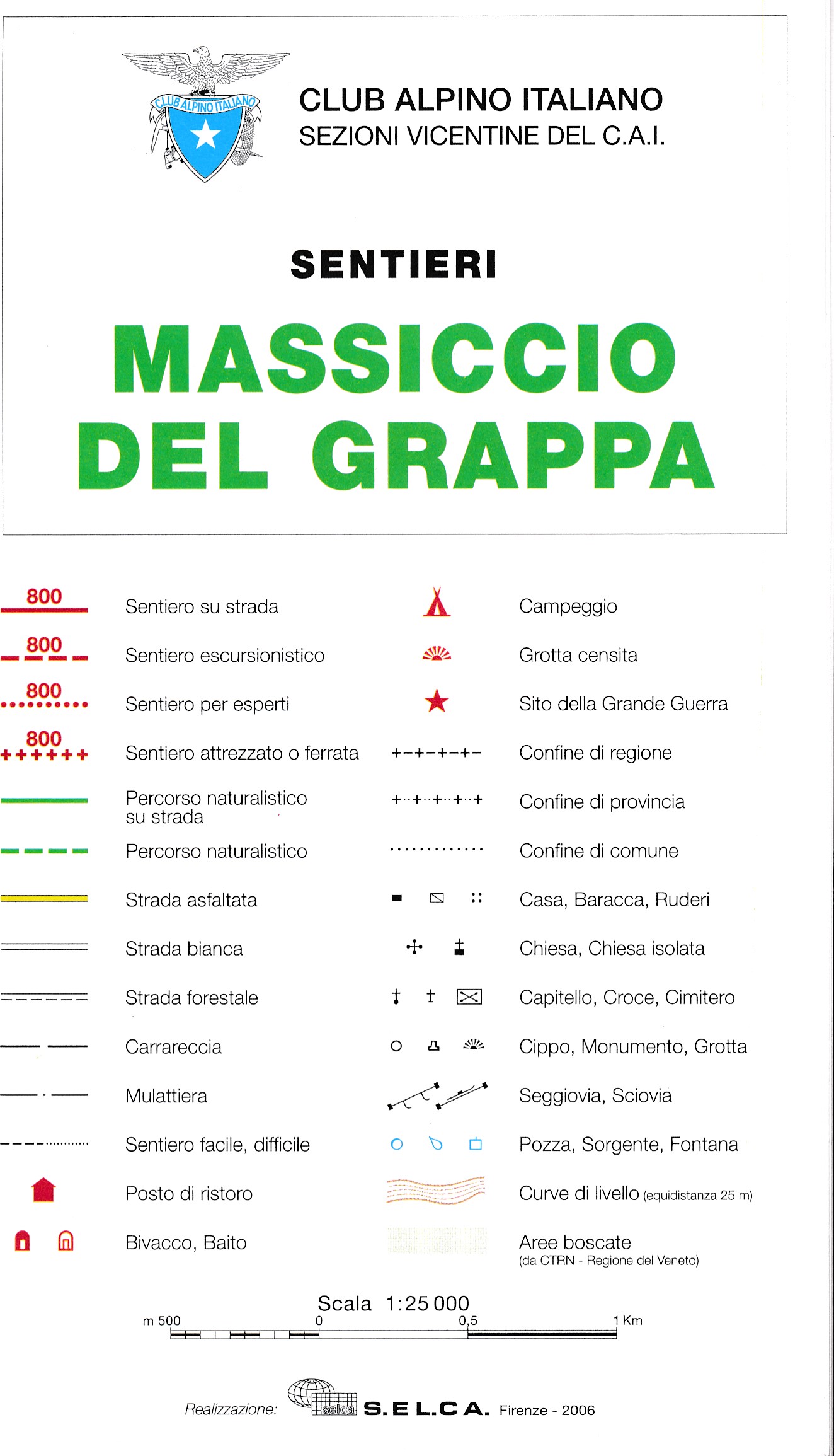 Online bestellen: Wandelkaart Massiccio del Grappa | Club Alpino Italiano