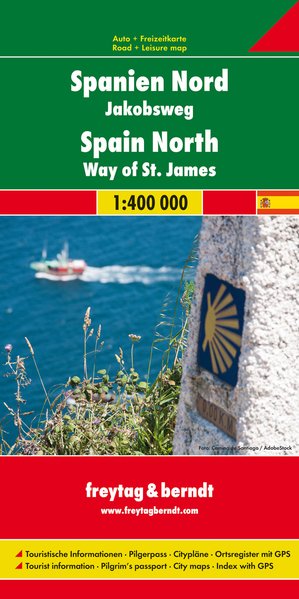 Online bestellen: Wegenkaart - landkaart Spanje Noord - Camino de Santiago | Freytag & Berndt