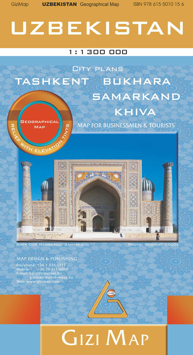 Wegenkaart - landkaart Uzbekistan -…