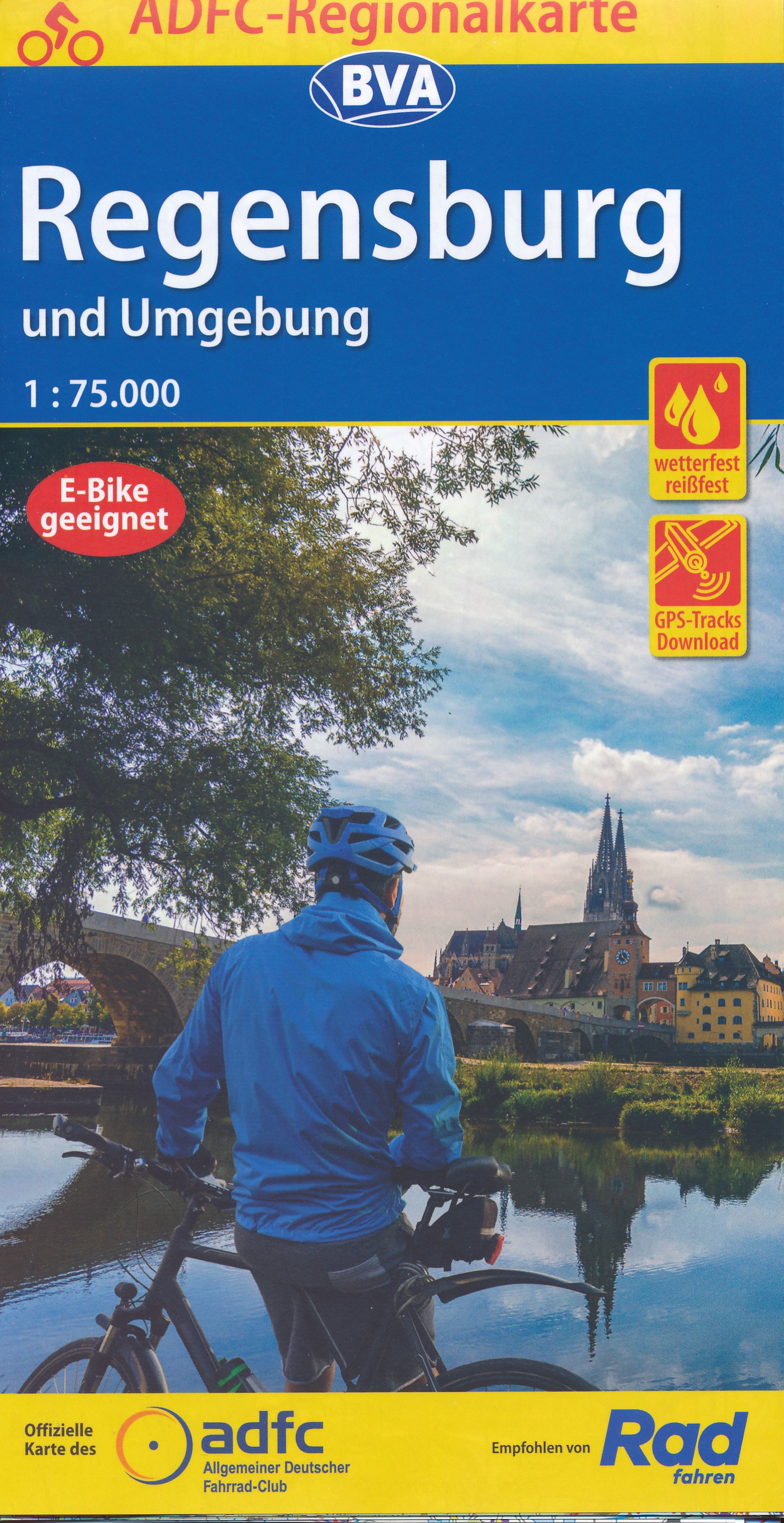 Online bestellen: Fietskaart ADFC Regionalkarte Regensburg & Umgebung | BVA BikeMedia