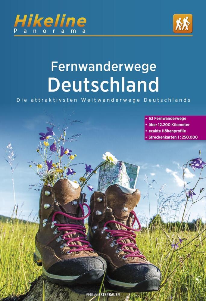 Online bestellen: Wandelgids Hikeline Fernwanderwege Deutschland - Duitsland | Esterbauer
