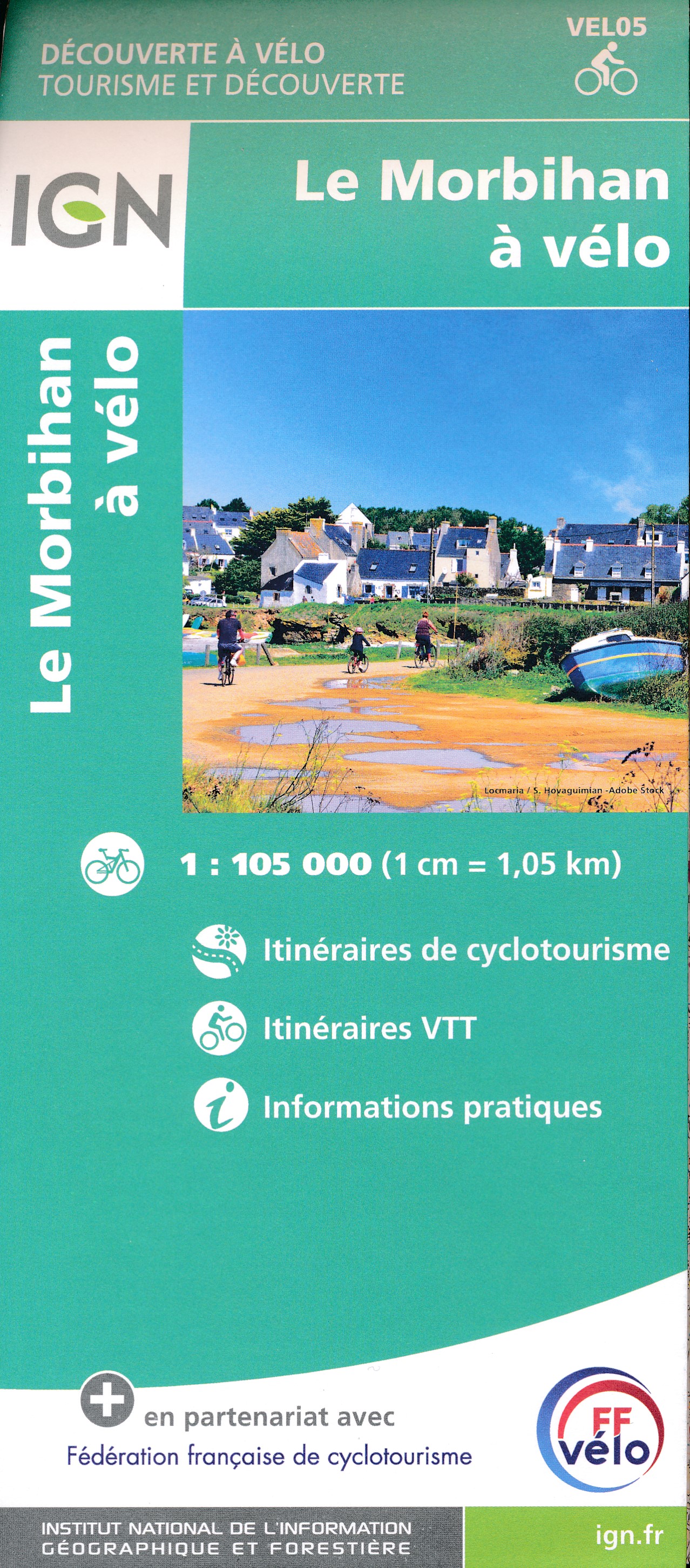 Online bestellen: Fietskaart 5 Velo Le Morbihan a Velo | IGN - Institut Géographique National