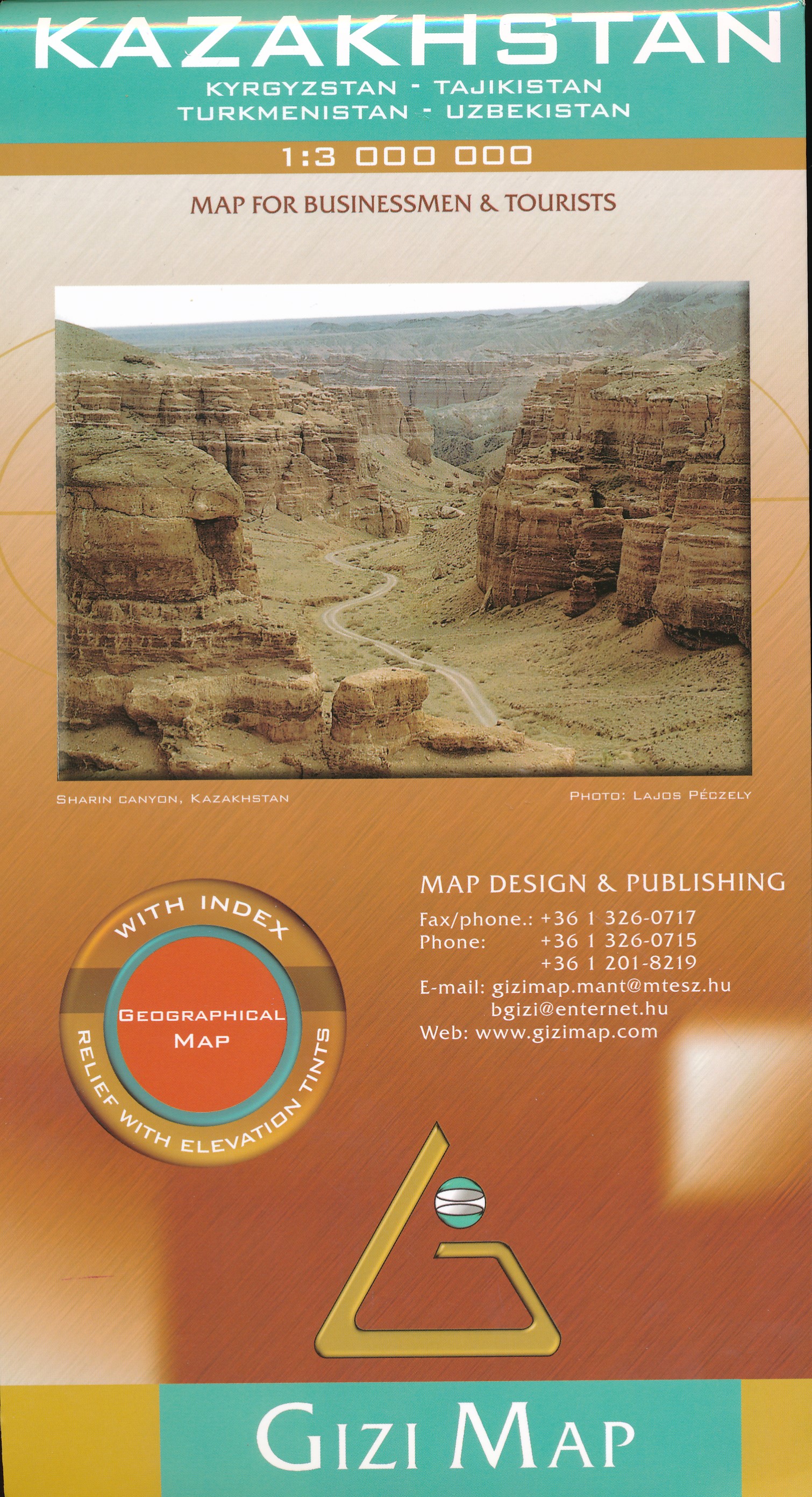 Online bestellen: Wegenkaart - landkaart Kazakhstan - Kazachstan | Gizi Map