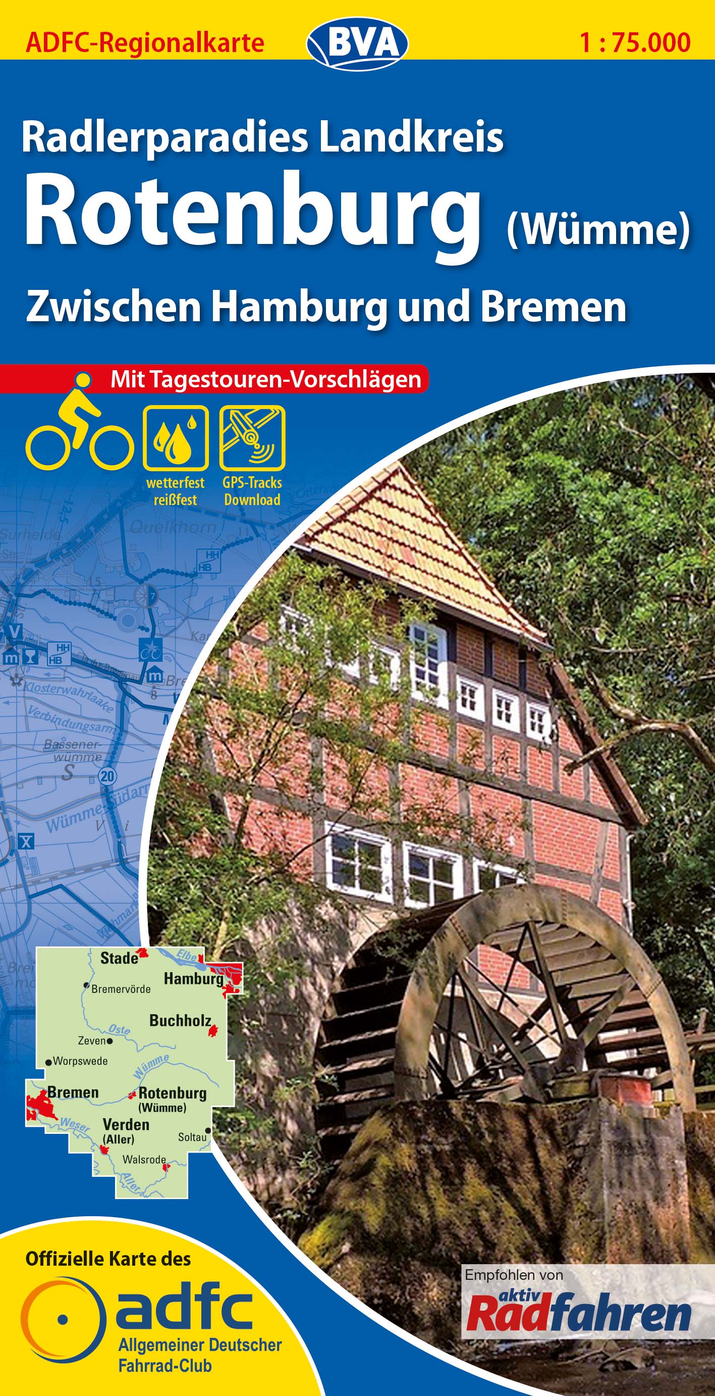 Online bestellen: Fietskaart ADFC Regionalkarte Rotenburg (Wümme) | BVA BikeMedia