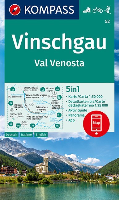 Online bestellen: Wandelkaart 52 Vinschgau - Val Venosta | Kompass