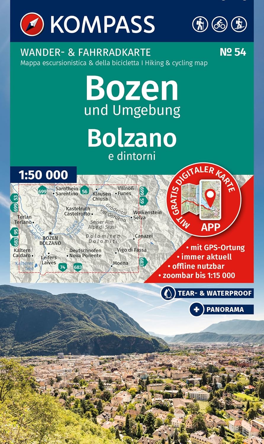 Wandelkaart 54 Bozen/Bolzano | Kompass