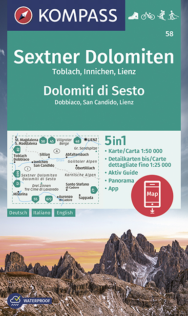 Online bestellen: Wandelkaart 58 Sextner Dolomiten - Dolomiti di Sesto | Kompass
