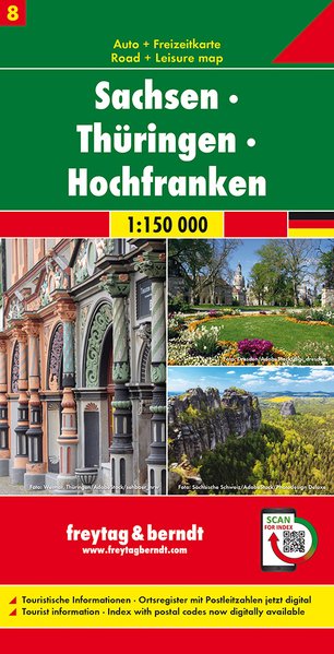Online bestellen: Wegenkaart - landkaart 08 Sachsen - Thüringen - Hochfranken | Freytag & Berndt