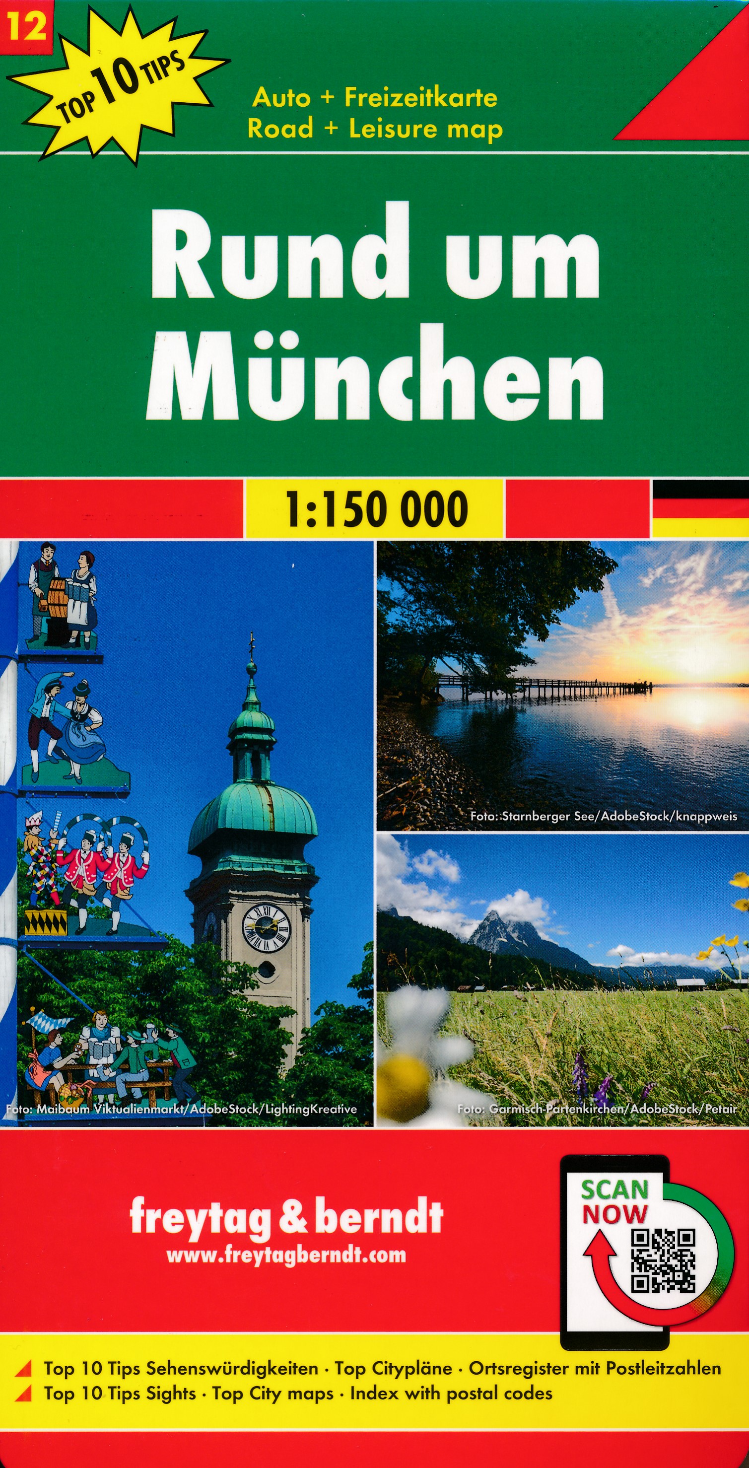 Online bestellen: Wegenkaart - landkaart 12 Rund um München | Freytag & Berndt