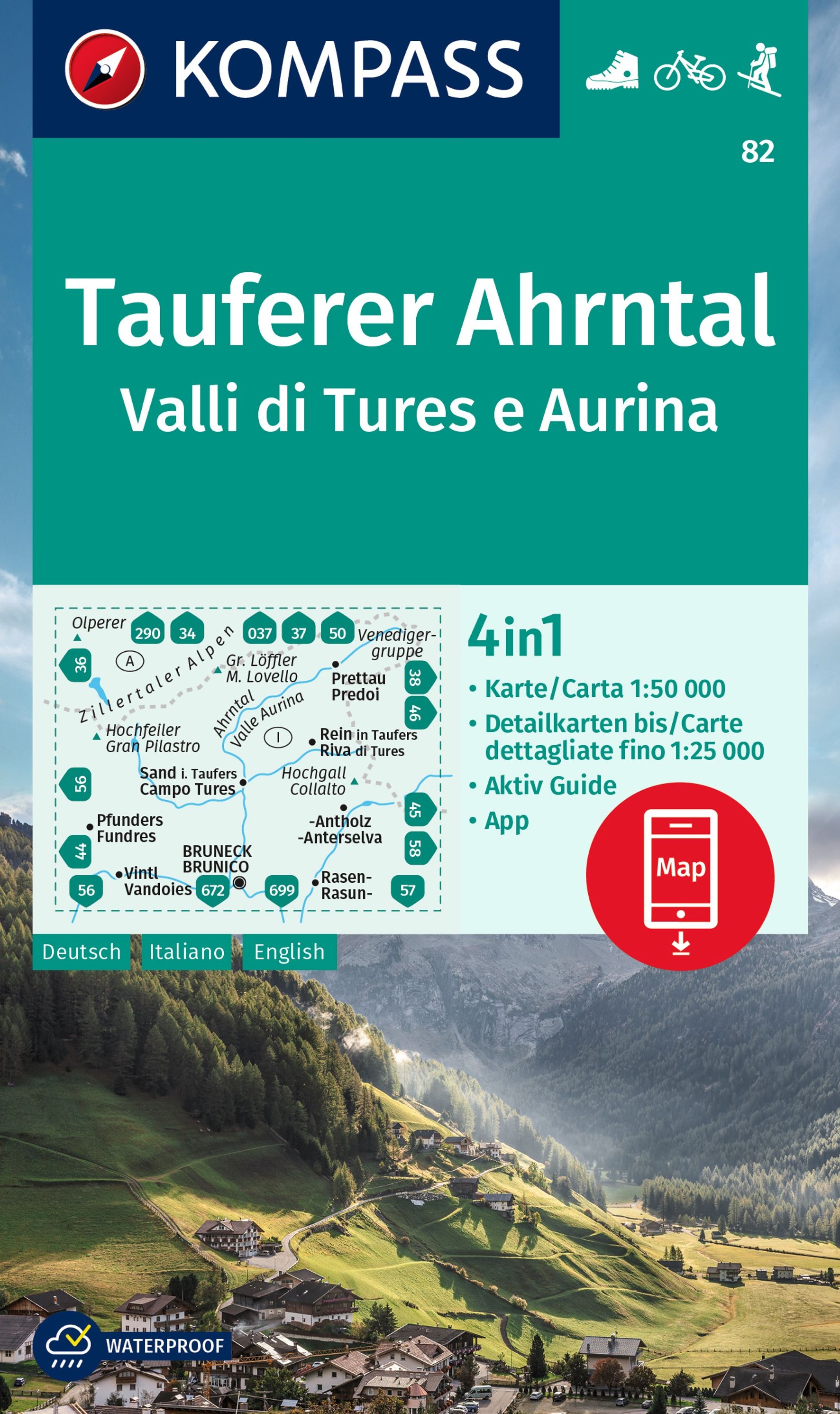 Online bestellen: Wandelkaart 82 Tauferer Ahrntal - Valli Di Tures e Aurina | Kompass
