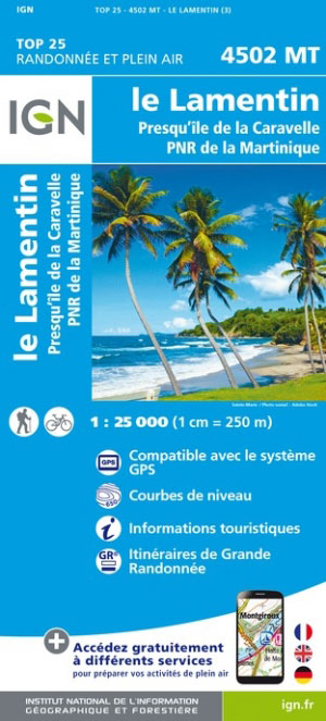 Online bestellen: Wandelkaart - Topografische kaart 4502MT Le Lamentin - Presqu''île Caravelle - PNR Martinique | IGN - Institut Géographique National