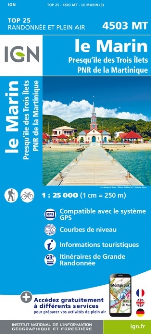 Online bestellen: Wandelkaart - Topografische kaart 4503MT Le Marin - Presqu'île Trois Ilets - PNR Martinique | IGN - Institut Géographique National