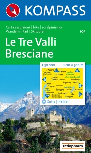 Wandelkaart 103 Le Tre Valli Bresciane | Kompass | 