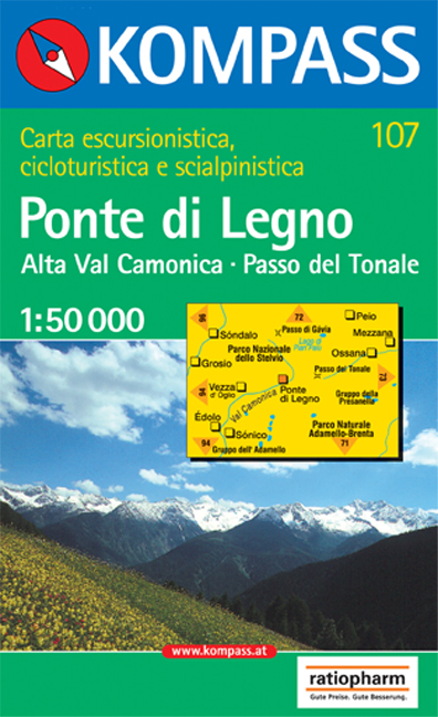 Wandelkaart 107 Ponte di Legno-Alta Val Camonica-Passo del Tonale | Kompass | 