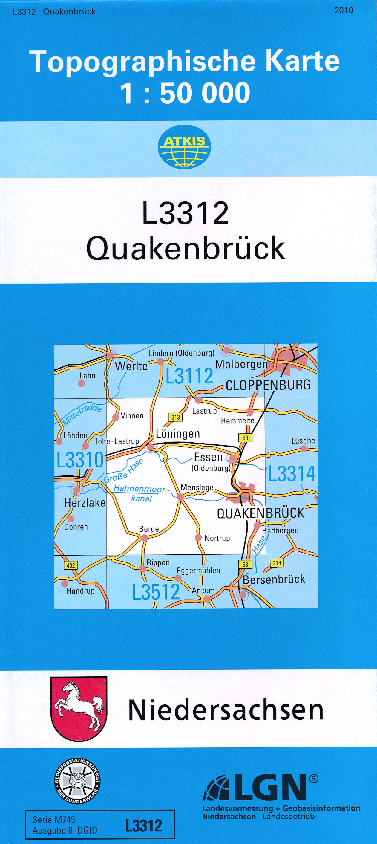 Topografische kaart L3312 Quakenbrück | LGN de zwerver