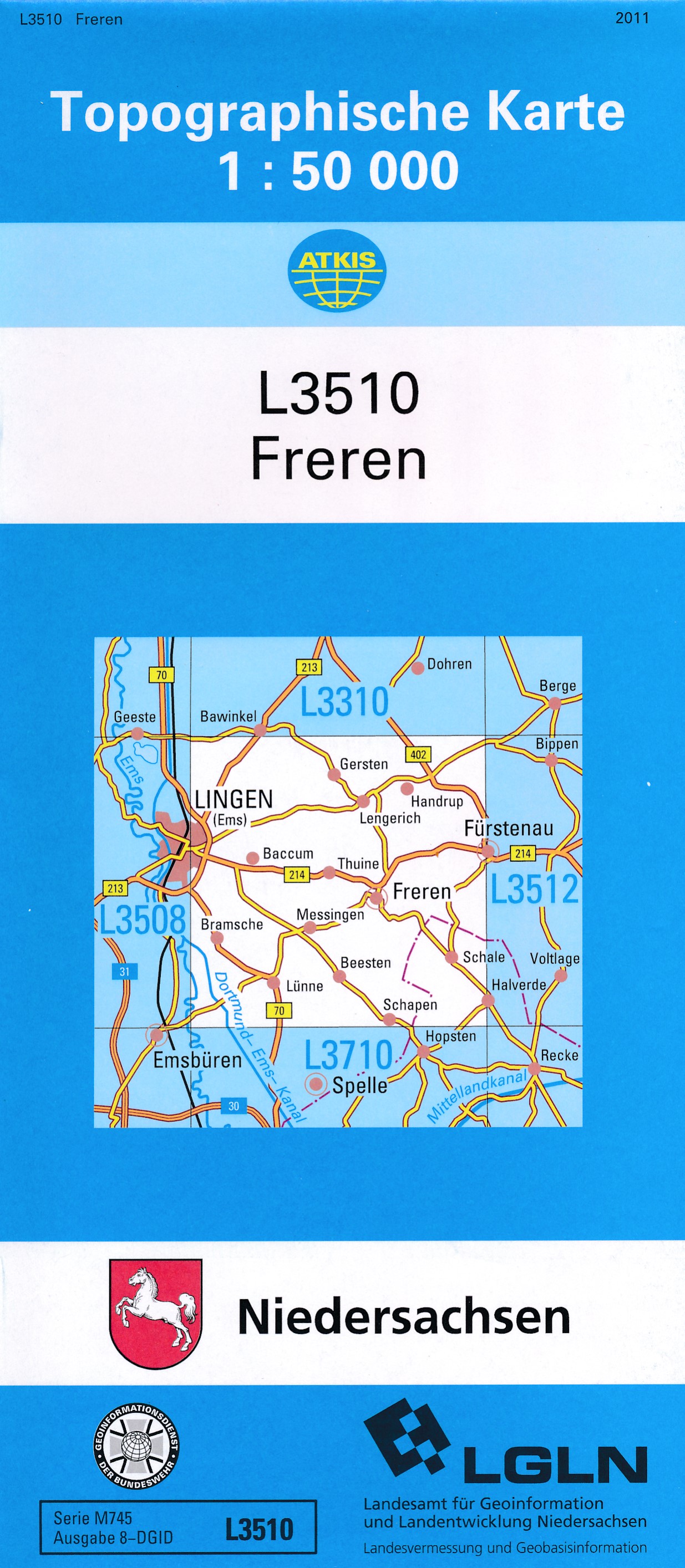 Topografische kaart L3510 Freren | LGN de zwerver