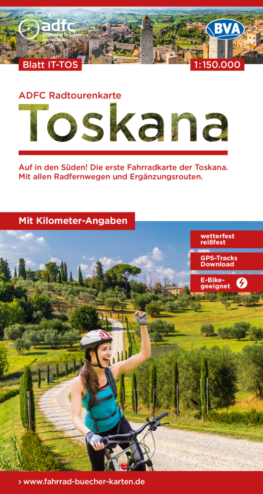 Online bestellen: Fietskaart ITTOS ADFC Regionalkarte Toskana - Toscane | BVA BikeMedia