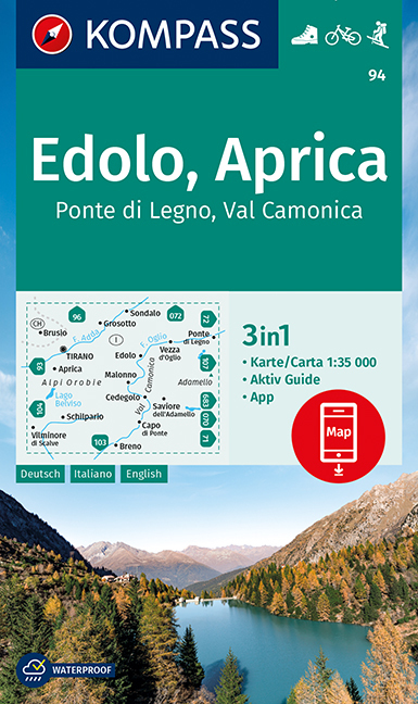 Online bestellen: Wandelkaart 94 Edolo - Aprica | Kompass