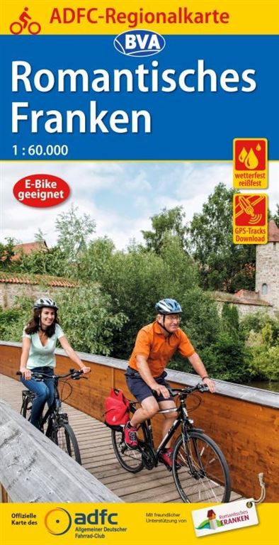 Online bestellen: Fietskaart ADFC Regionalkarte Romantische Franken | BVA BikeMedia