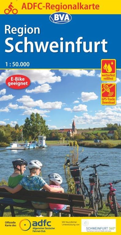 Online bestellen: Fietskaart ADFC Regionalkarte Region Schweinfurt | BVA BikeMedia
