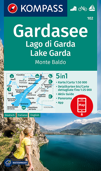Online bestellen: Wandelkaart 102 Gardasee - Lago di Garda - Lake Garda | Kompass