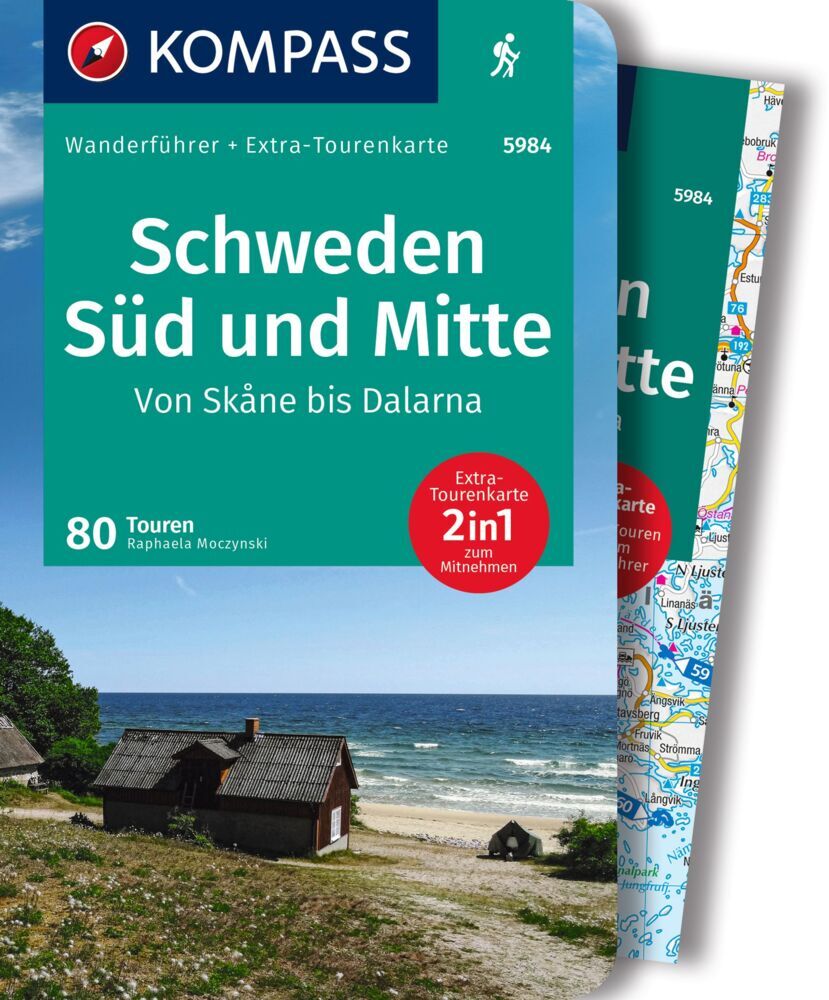 Online bestellen: Wandelgids 5984 Wanderführer Schweden Süd und Mitte, Von Skåne bis Dalarna | Kompass