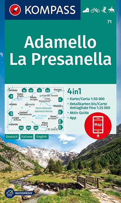 Online bestellen: Wandelkaart 71 Adamello - La Presanella | Kompass