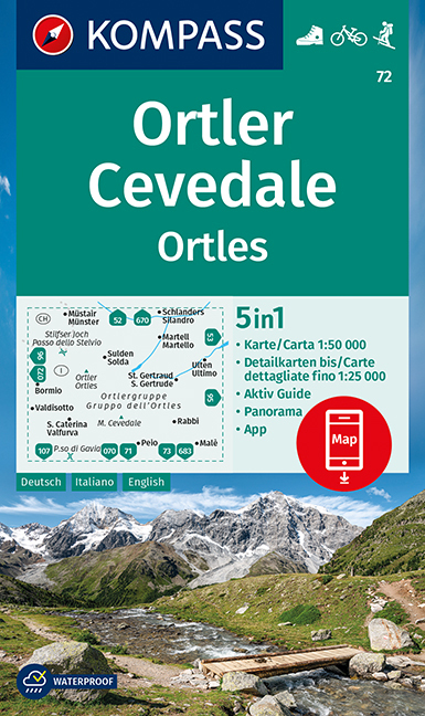 Online bestellen: Wandelkaart 72 Ortler/Ortles - Cevedale | Kompass