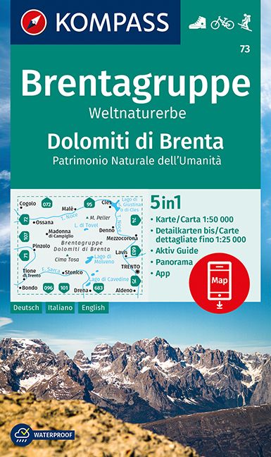 Online bestellen: Wandelkaart 73 Brentagruppe - Dolomiti di Brenta | Kompass