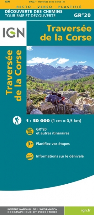Online bestellen: Wandelkaart Traversee de la Corse GR 20 - Corsica | IGN - Institut Géographique National