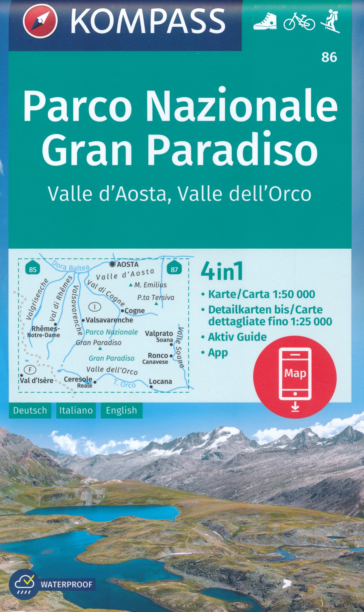 Online bestellen: Wandelkaart 86 Parco Nazionale Gran Paradiso | Kompass