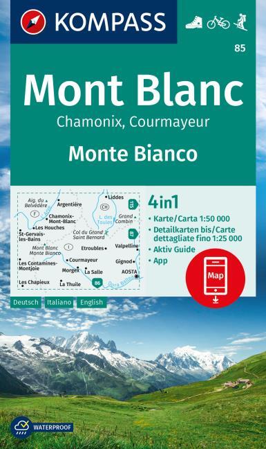 Online bestellen: Wandelkaart 85 Mont Blanc - Monte Bianco | Kompass